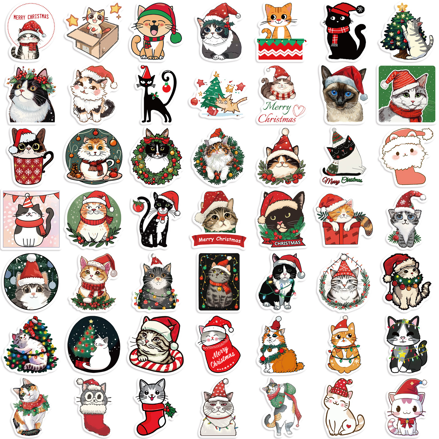 35g Weight Stickers Stationery Type 1 Set Quantity School Occasion PVC Material Cat Pattern Cute Style 1 Set Cat School PVC Cute Stickers 1