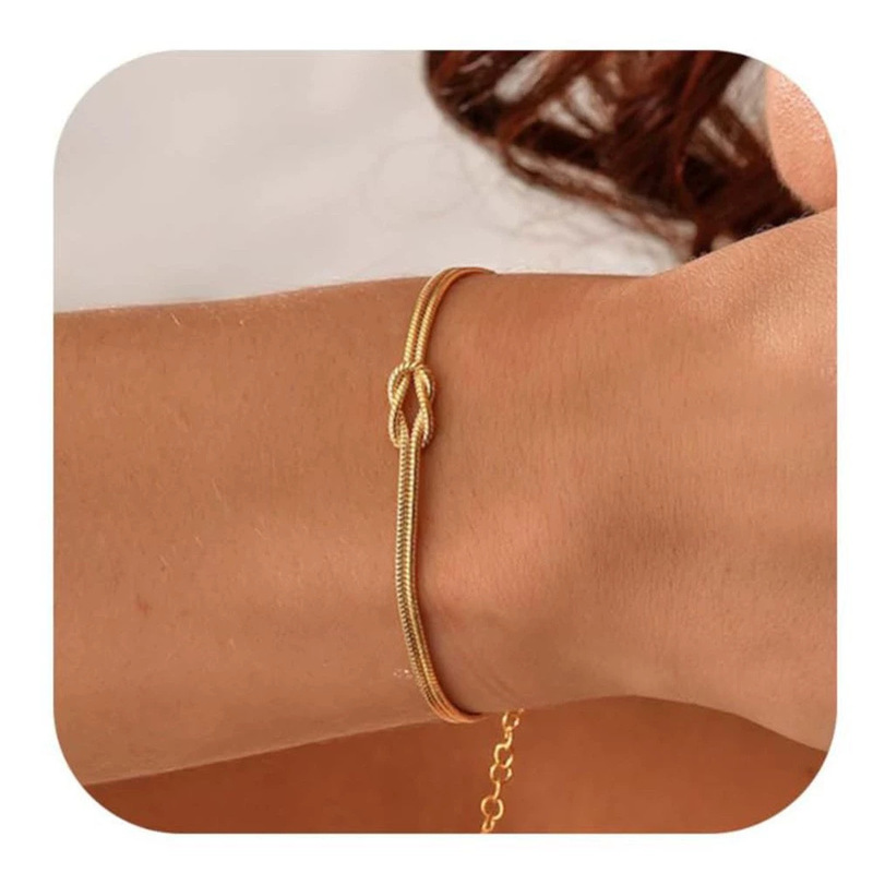 Titanium Steel Jewelry Cross-Border Hot-Selling Knotted Snake Bone Bracelet with Round Snake Chain Bracelet Knotted Fashion Gold-Plated Bracelet