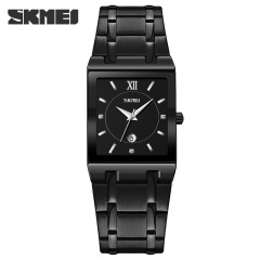 skmei經典時尚方形男士手錶 9263玫瑰金日期不鏽鋼帶防水手錶批發