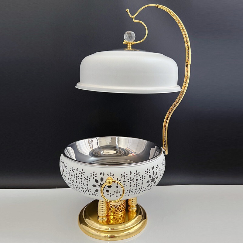 新款轻奢白色自助餐炉8L不锈钢吊炉户外聚餐酒精炉Chafing Dish|undefined