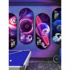 创意宇宙星空装饰画棋牌室台球厅led发光挂画桌球俱乐部氛围灯画