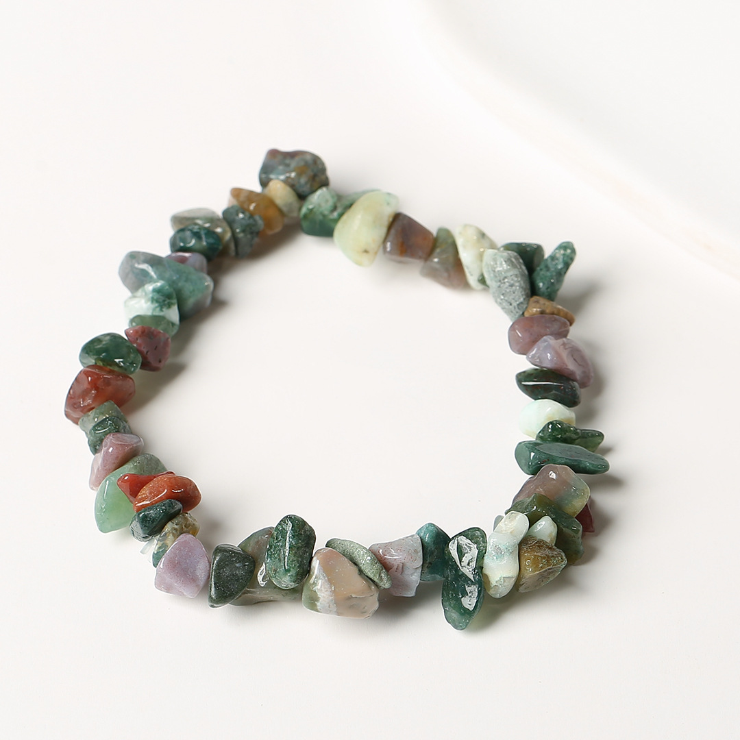 Pulsera de anillo único de piedra de cuartil natural irregular pulsera de cuerda elástica de piedra original estilo fresco simple y versátil