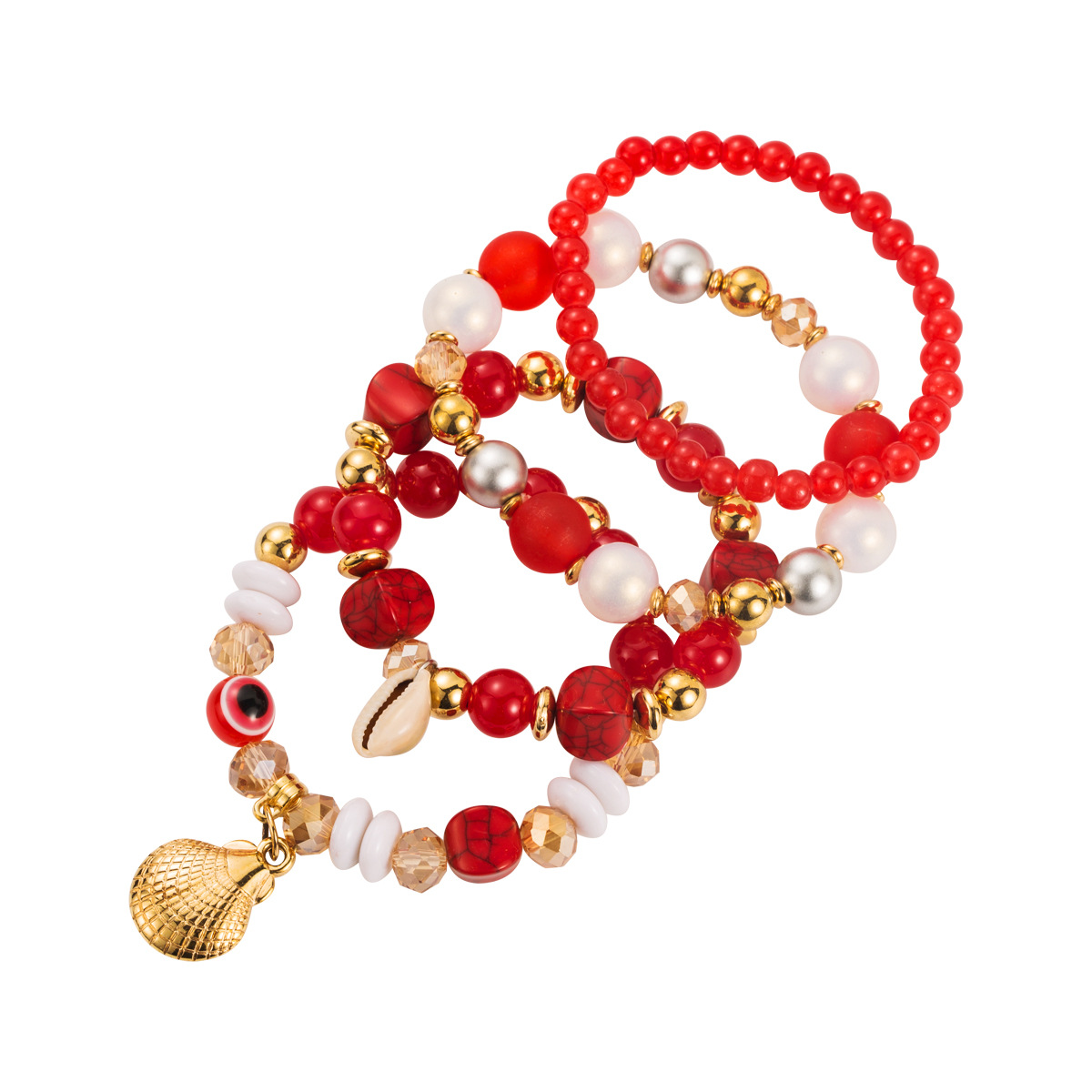 60g Weight Alloy Pendant Material Bracelets Classification Beaded Chain Material Beaded Chain Chain Type 1 Set Quantity Holiday, Daily Occasion Beaded, Alloy, Shell Material Geometric Pattern All Seasons Season Women's Gender Vacation Style Vacation Geometric Beaded Alloy Shell Beaded Chain Beaded Bracelets Wholesale 10
