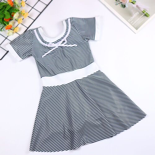 Children's swimsuit for girls, medium size, one-piece, flat-bottomed skirt-style, half-sleeve swimsuit, suitable for swimming pools, hot springs, swimming equipment