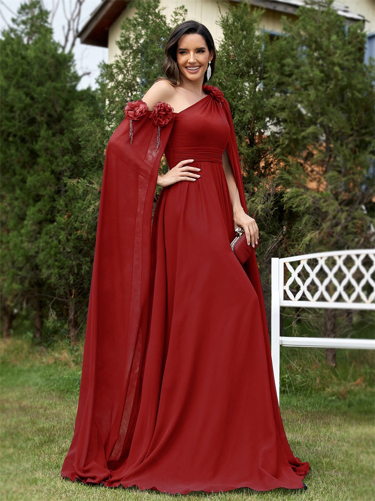 Elegant Women's A-line Chiffon Evening Dress For Formal Banquets_voghion.com