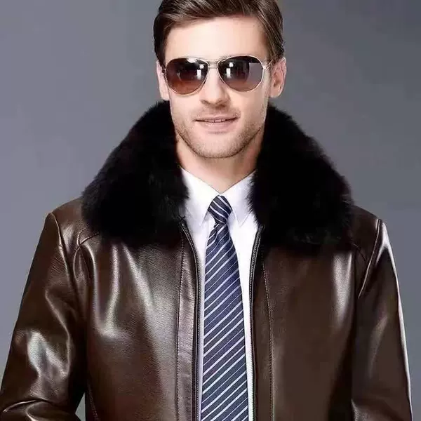 802 Coffee-(lapel) plus velvet + detachable fur collar