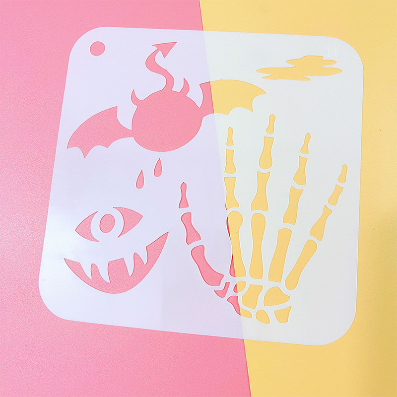 アマゾンハロウィーン手帳絵画テンプレート24種類落書き透かし彫りプラスチック画板児童diy絵画テンプレート|undefined