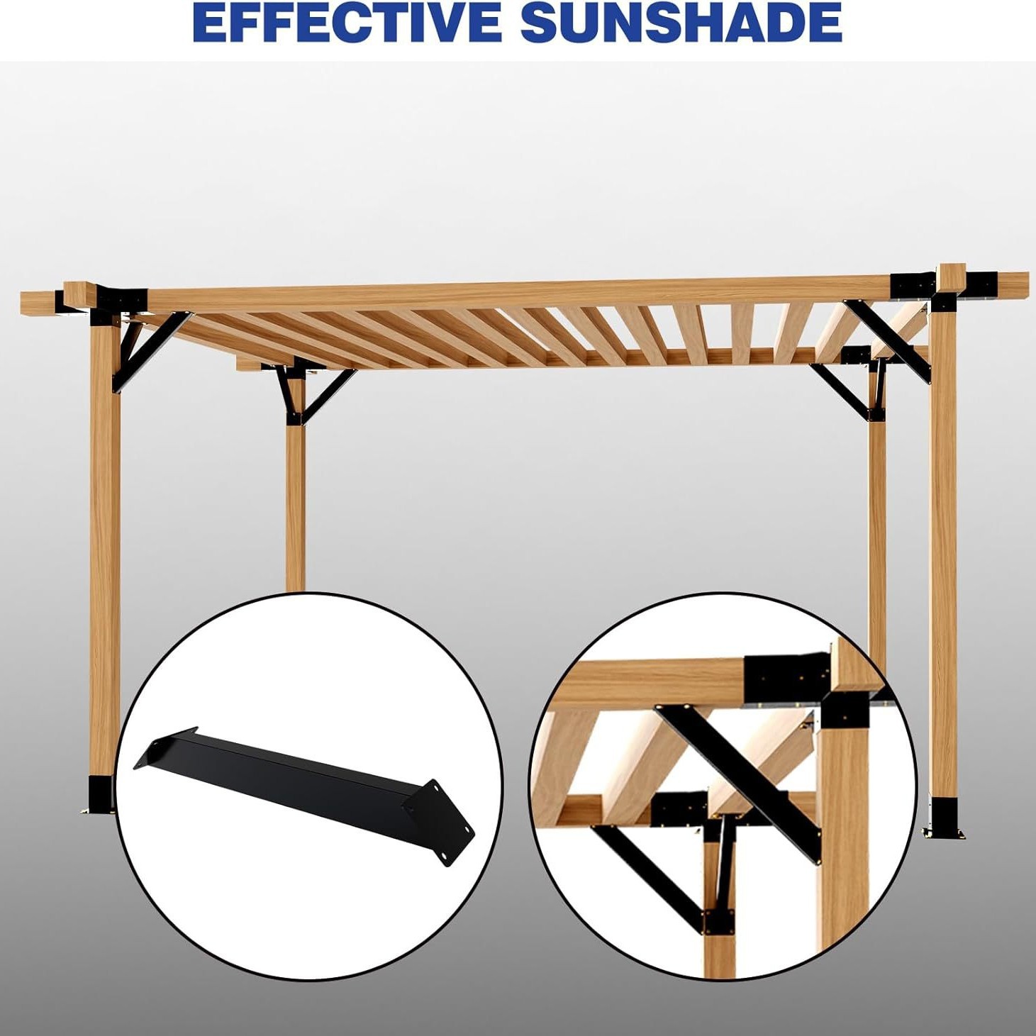 Soporte Oblicuo para Pérgola Exterior, Personalizable, Conexión Roscada, para Vigas