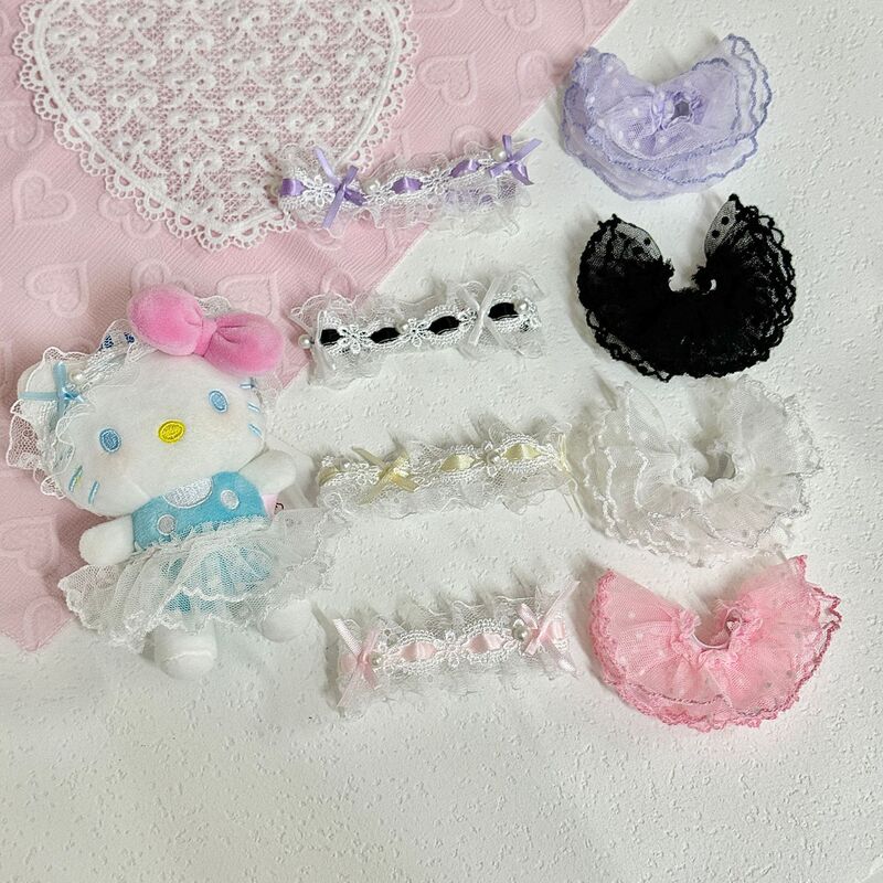 10/13cm Self-Deprecating Bear Lace Skirt Bowknot Veil Headband Kt Accessories Doll Clothes Half Skirt Plush Accessories