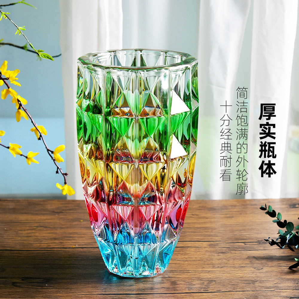 新款彩色炫彩装饰花瓶现代简约家居软装花瓶摆件家用艺术创意花瓶