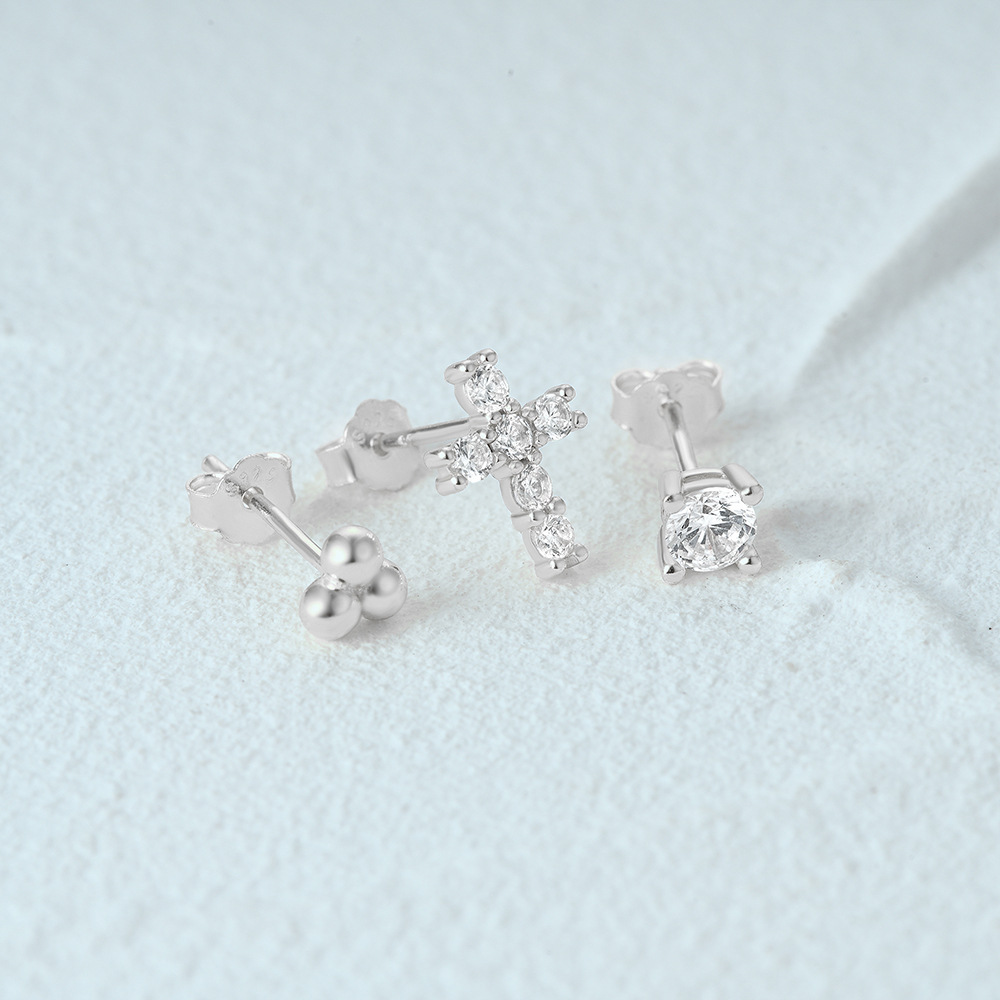 3g Weight Ear Studs Classification 1 Set Quantity Daily Occasion 925 Sterling Silver Material Star, Butterfly Pattern Women's Gender Plating Design Simple Style Style 1 Set 925 Sterling Silver Star Butterfly Ear Studs 36