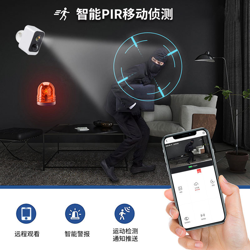 Cámara de vigilancia inalámbrica dedicada transfronteriza para uso doméstico, visión nocturna de alta definición, funciona con batería, no requiere cableado, intercomunicador de voz