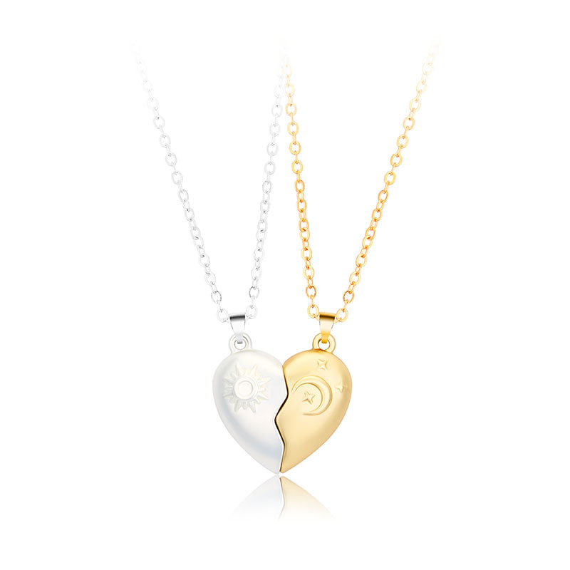 Plating Design Simple Style Sun Star Heart Shape Alloy Cable Chain Pendant Necklaces Wholesale