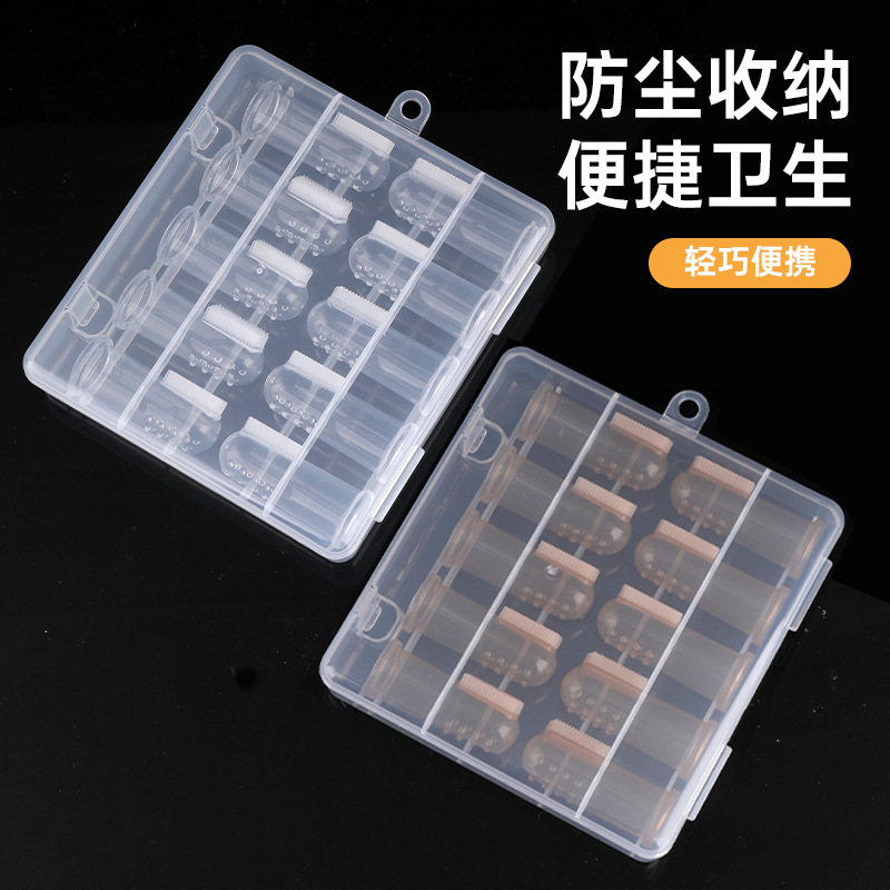 Caja bebé pulgar conjunto cepillo de dientes de silicona pecho cepillo de dientes dedo conjunto cepillo de dientes bebé lengua recubrimiento cepillo de limpieza diez paquete