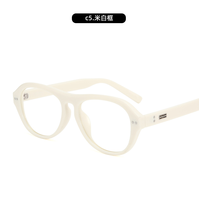 Tendencia de moda Espejo plano anti-luz azul, marco ovalado, marco de gafas delgado, estilo de personalidad, marco de gafas, transmisión en vivo