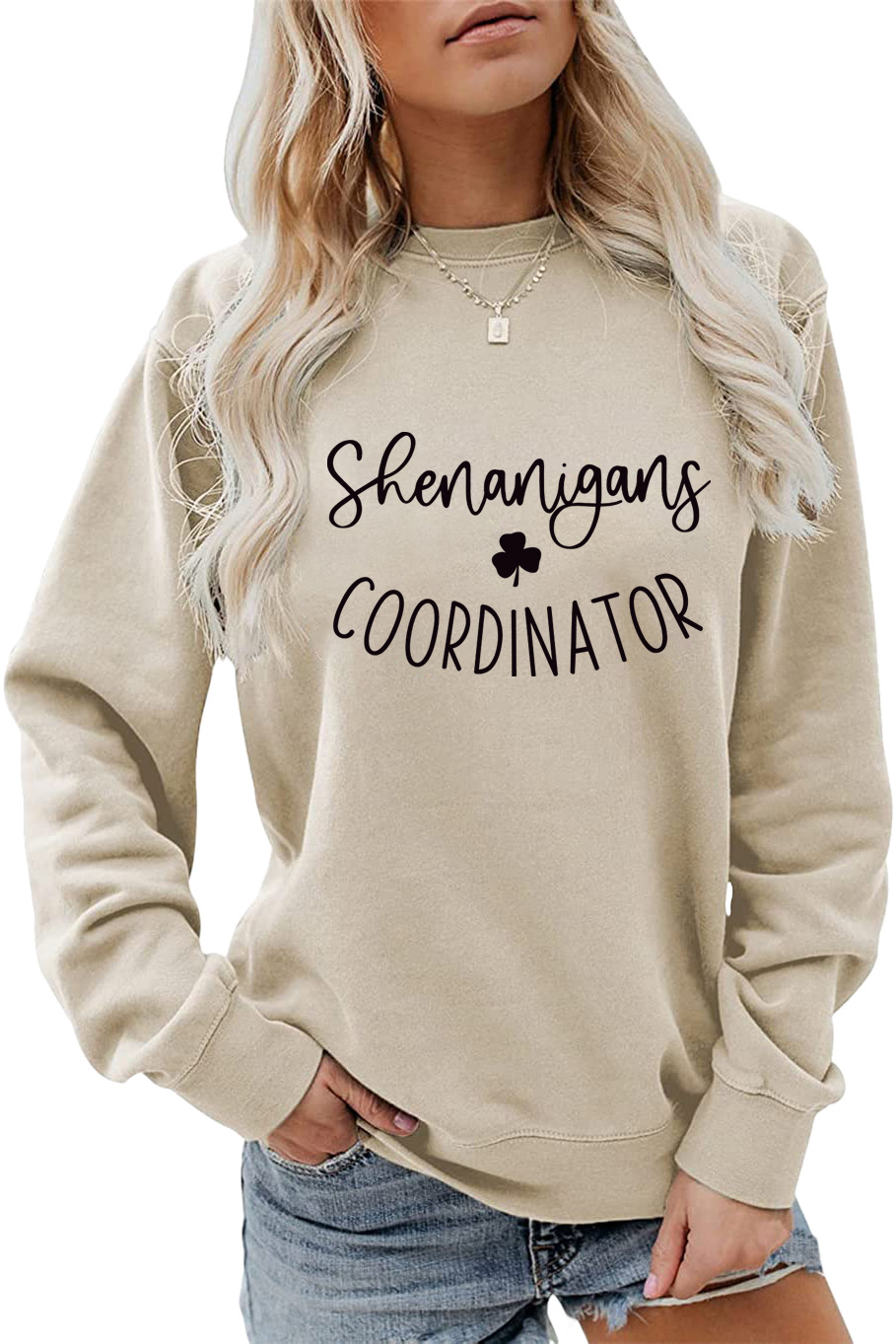 420g Weight Long Sleeve Sleeve Length Pullovers Placket Type Regular Sleeve Sleeve Type Cotton Fabric Type Regular Top Length Hoodie Tops Type Daily Occasion Round Neck Neckline Loose Fit Type St. Patrick Festival Shamrock, Letter Pattern Spring, Autumn Season Women's Gender Casual, Streetwear Style Women's Hoodies Long Sleeve Casual Streetwear Shamrock Letter 5