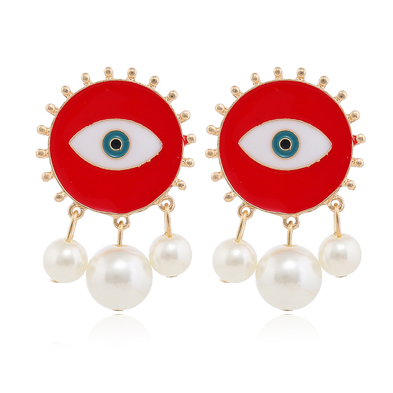 Fashion Devil Eyes Pearl Tassel Earrings Wholesale Nihaojewelry display picture 1