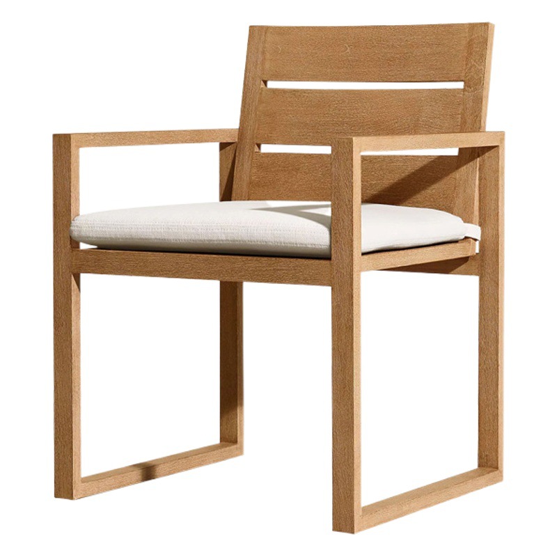 Mesa y silla de comedor de teca nórdica muebles patio villa ocio balcón restaurante a prueba de lluvia y protección solar combinación de mesa y silla de madera sólida