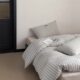 Simple Modern Vertical Striped Double-Layer Yarn Four-Piece Set of Pure Cotton |   Children's Cartoon Embroidered Kapibara Four Seasons Bedding
