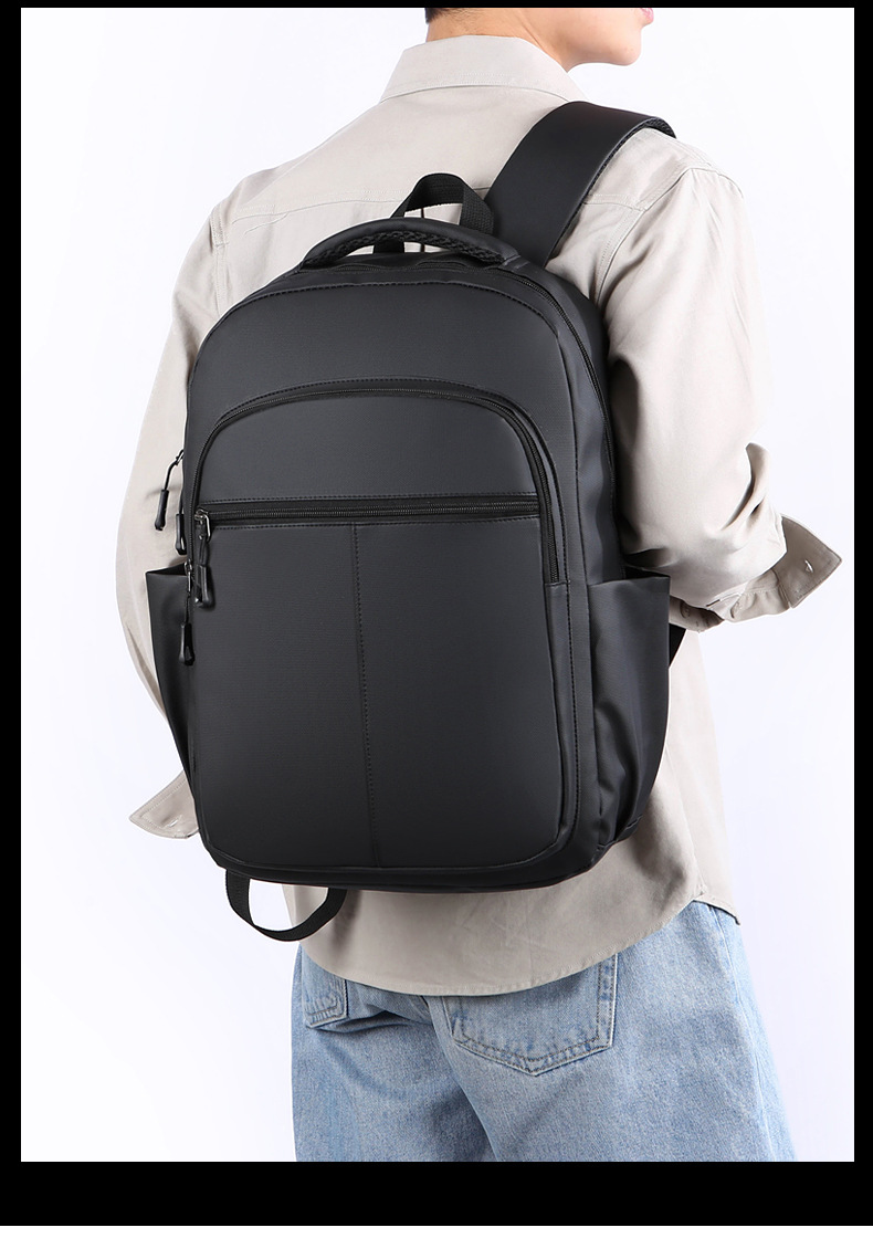 Cross-border business backpack, men's commuting and office computer bag, water-resistant double backpack, lightweight and large-capacity student schoolbag Specification drawing