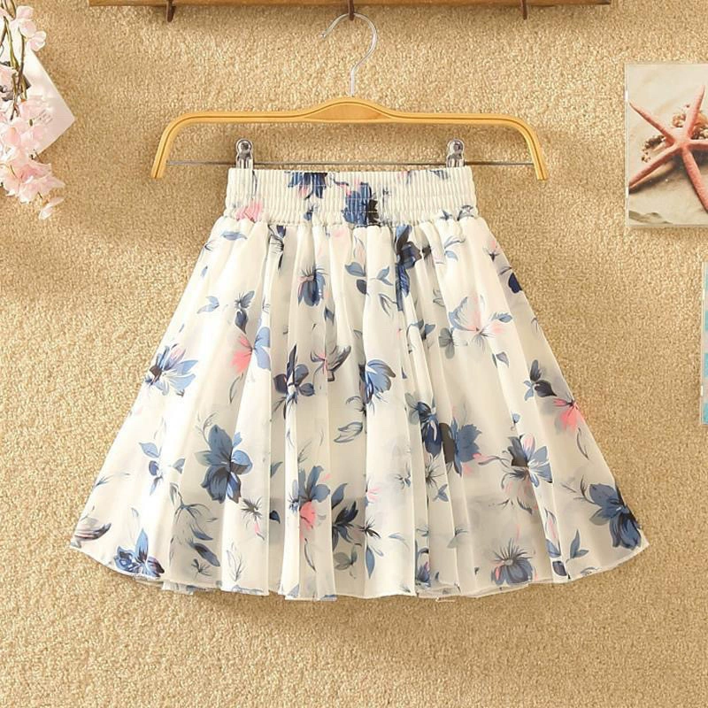30 видов цветочных узоров, модная плиссированная шифоновая юбка с принтом, юбка с эластичной резинкой на талии, летняя юбка А-силуэта, корейский стиль для студенток