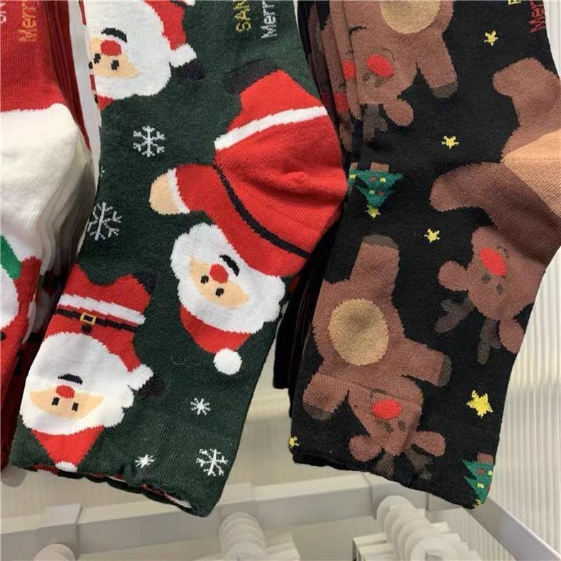 秋冬雪人红色袜姜饼袜子保暖圣诞袜子中筒可爱卡通圣诞老人高颜值|undefined