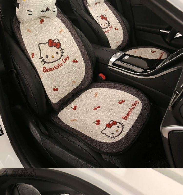 Car Seat Cushion, Universal for All Seasons, Breathable Kt Cat Seat Cushion, New Half-Cover Seat Cover, Cute Cartoon Single-Piece Seat Cover