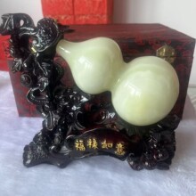 玉石葫芦招财摆件家用旺宅玉石摆件办公桌轻奢玄关