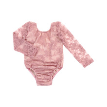 歐美風時尚女童蕾絲長袖連體衣嬰幼兒女童純色圓領哈衣爬服定制