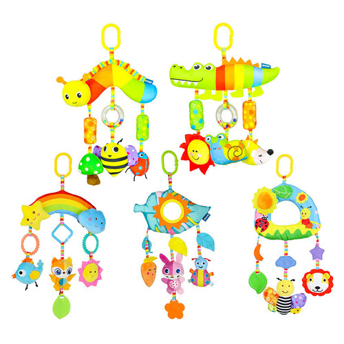 aipinqi new baby rainbow leaf bed hanging baby cartoon animal crossbar car hanging soothing plush toy
