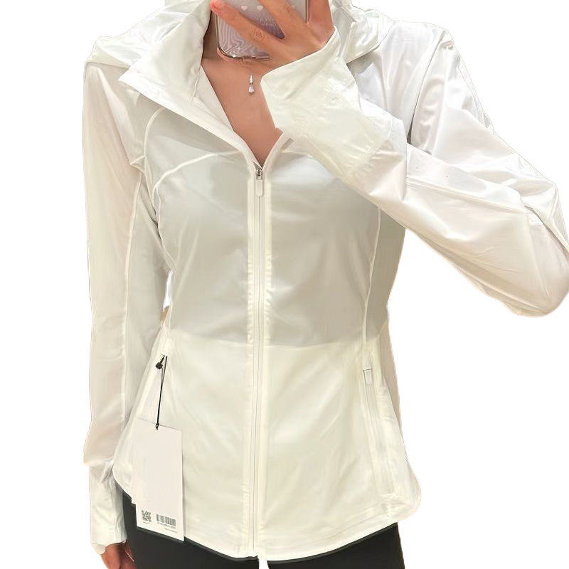 Diseño encapuchado ropa de yoga delgada transpirable tendencia de montar al aire libre ropa solar delgada ropa exterior de mujer