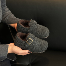 童鞋韩版休闲女童粗毛呢加绒勃肯鞋2025冬新款儿童低帮保暖棉鞋潮