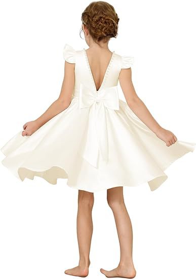 Elegantes Mädchen Satin Kleid Für Klavierkonzert Und Geburtstag_voghion.com