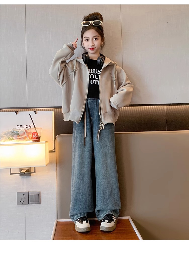 Ensemble sweatshirt cardigan ample à manches longues enfant_voghion.com