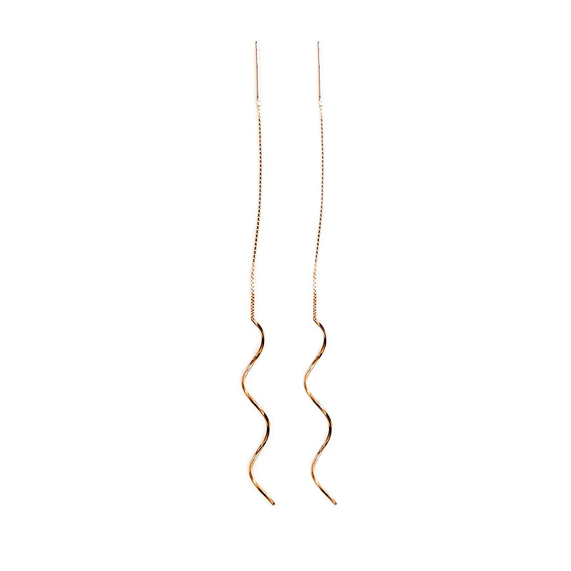 Серьги Wavy с кисточками, серебро 925, японский и корейский стиль, простой элегантный дизайн