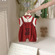 婴儿背带裤两件套装夏款洋气外出儿童连体裤可爱超萌衣服宝宝衣服