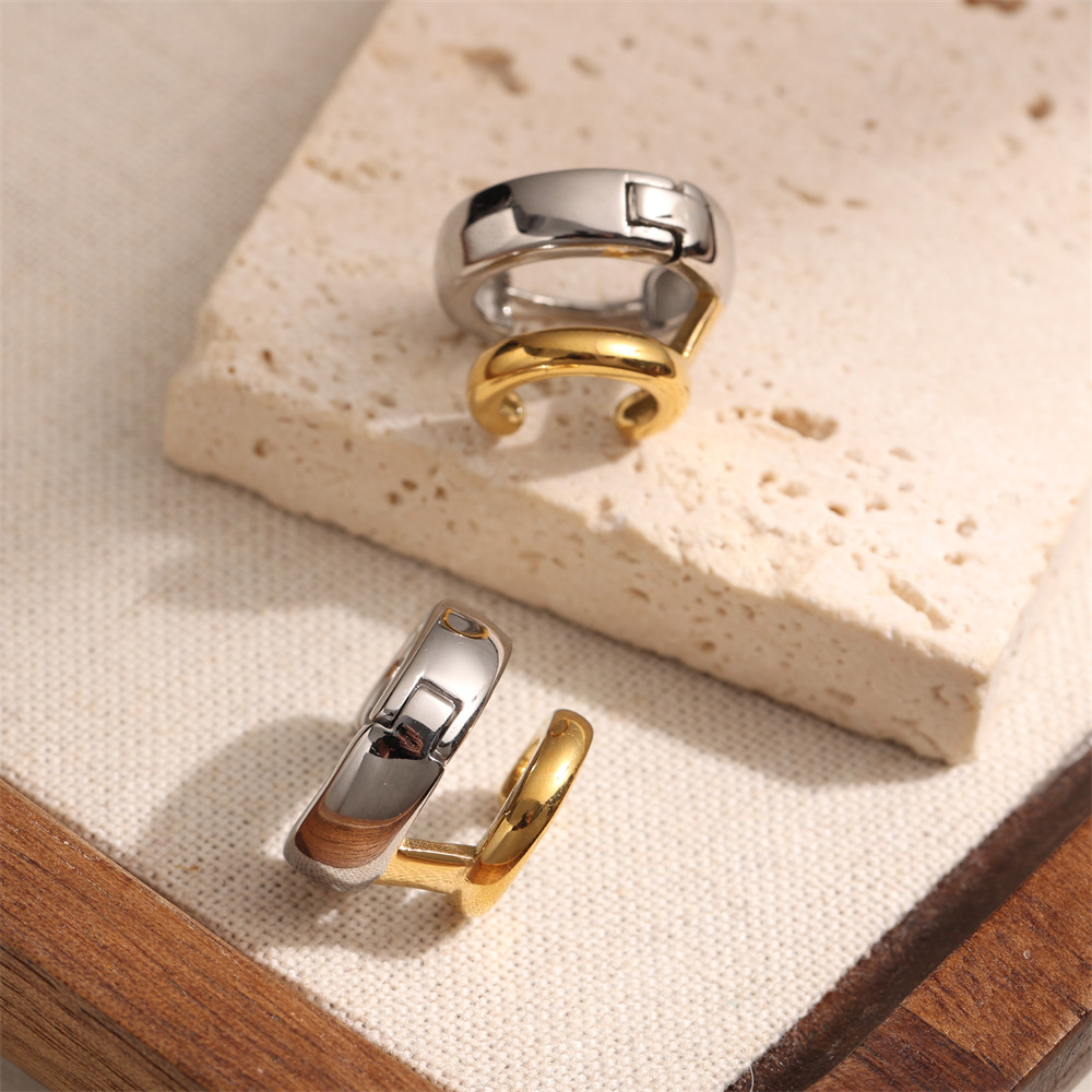 Taina creativo oro y plata de acero inoxidable de alto nivel nicho de acero de titanio pernos de orejas de moda de mujer personalidad orejas