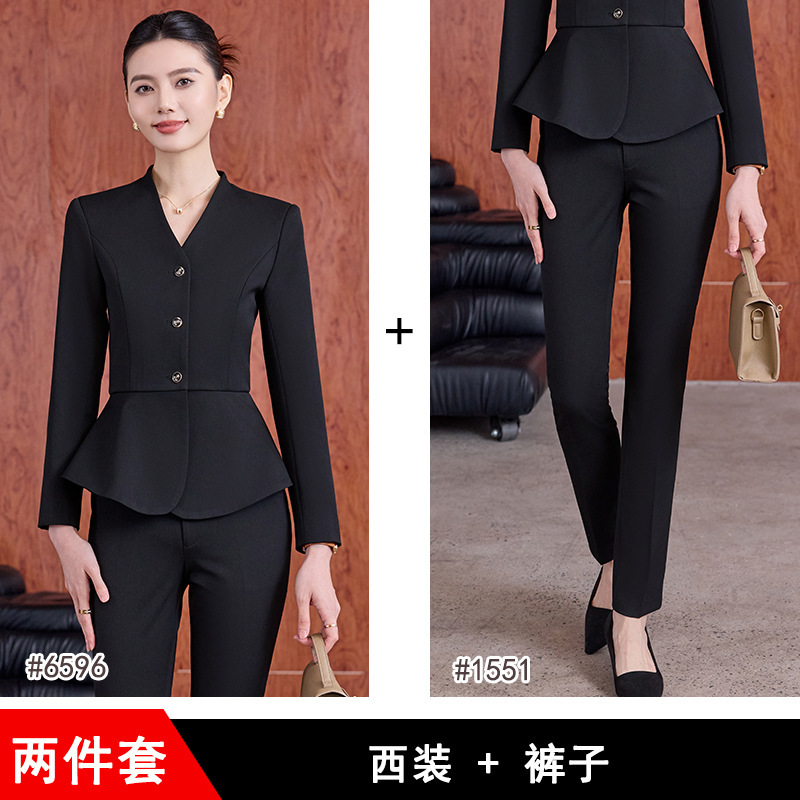 高级感西装套装女秋冬2025新款职业装V领工作服正装修身西服外套|undefined