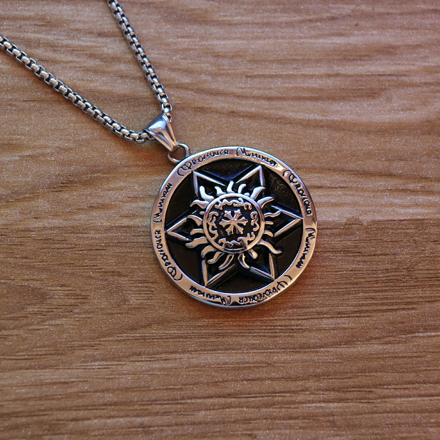 Six pointed star necklace men's sun pendant, domineering and personalized street photo, trendy accessories small hang_voghion.com