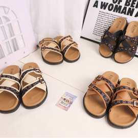 2025新款女拖鞋交叉带舒适女鞋镂空织带家居鞋果冻平底便鞋