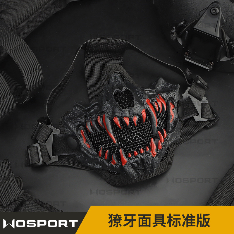 WOSPORT fangs mask standard version double steel wire mask half face high ventilation protective tactical mask