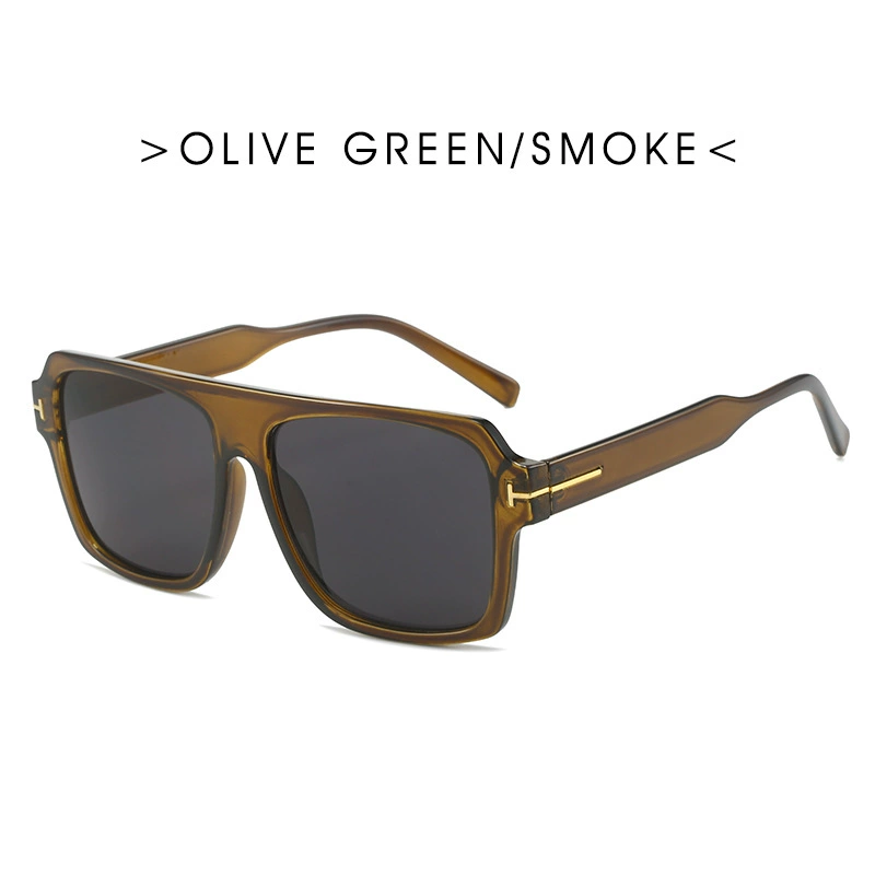 Pilot Sunglasses Men, Large Square Frame, T-shaped Temple, UV Protection