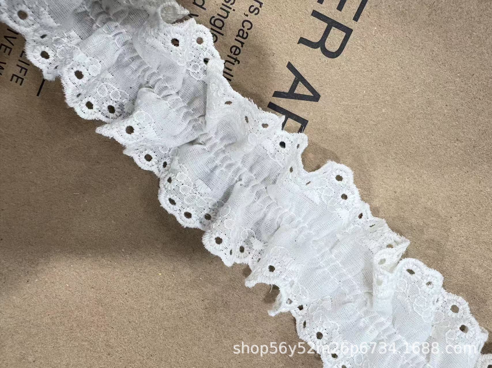 現物の多くの綿の刺繍のしわのレースの家庭用紡績の服装の補助材料の手作りのDIY布芸の白い杏色の卸売り