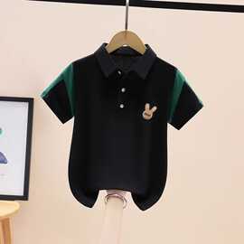 男童夏装短袖t恤2024新款童装儿童学生运动上衣polo衫中大童衣服