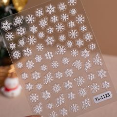 冬クリスマススノーフレークネイルアートステッカー 5D レリーフ立体白中空スノーフレークネイルステッカージュエリー YL スタイル