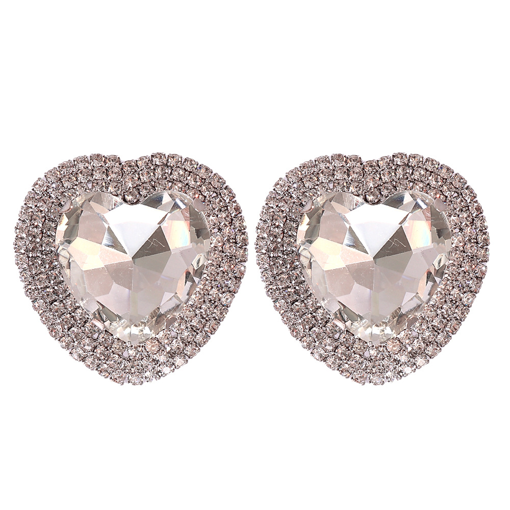 fashion heart-shaped alloy diamond earrings