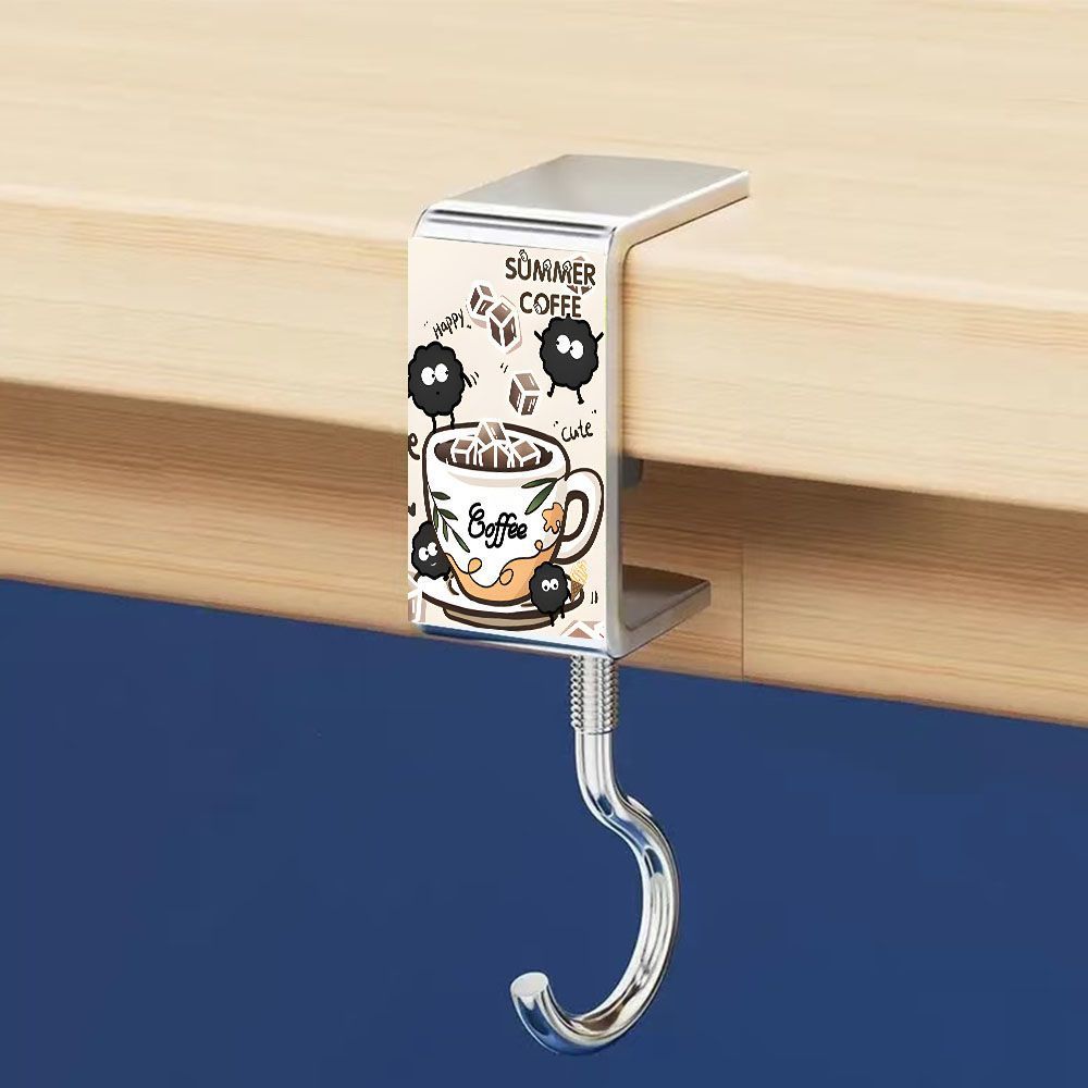 gancho de bolsas de carbón de dibujos animados para estudiantes de escritorio fuerte portante sin perforación móvil sin clavos gancho general portátil