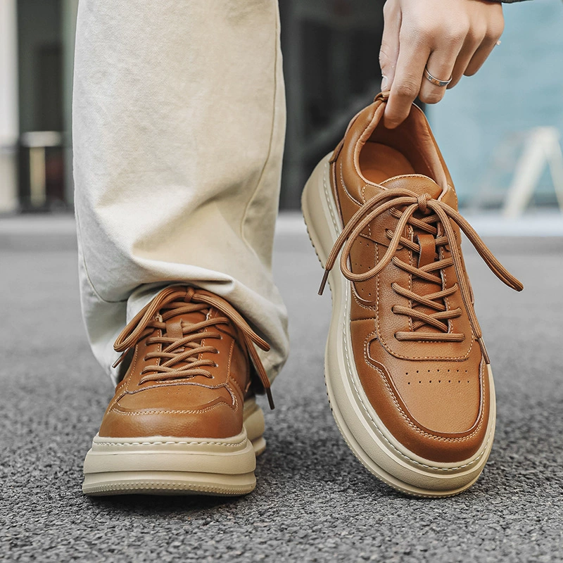 Мужская обувь весна 2025 новая мягкая подошва британская рабочая повседневная кожаная обувь мужская черная спортивная кожаная обувь