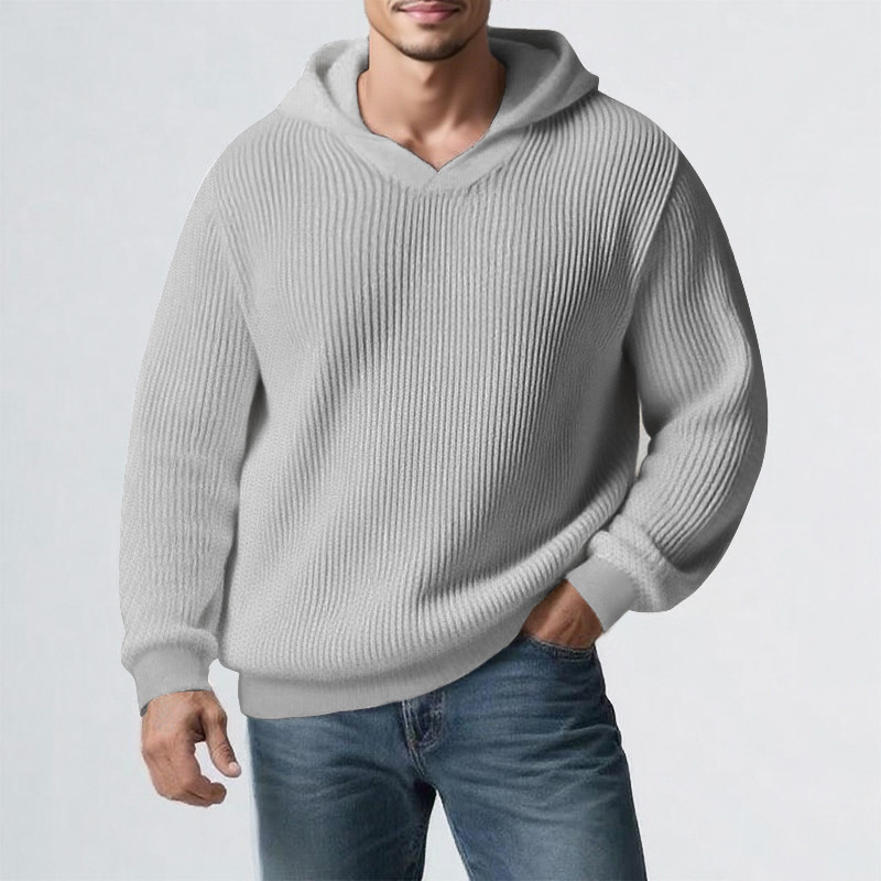 Herren Herbst und Winter Herrenpullover Jugend Kapuzenpullover Herren Einfarbig Lässig All Match Strickpullover Jacke_voghion.com