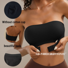 跨境欧美TEMU无肩带前扣内衣聚拢上托裹胸抹胸女无痕无钢圈文胸